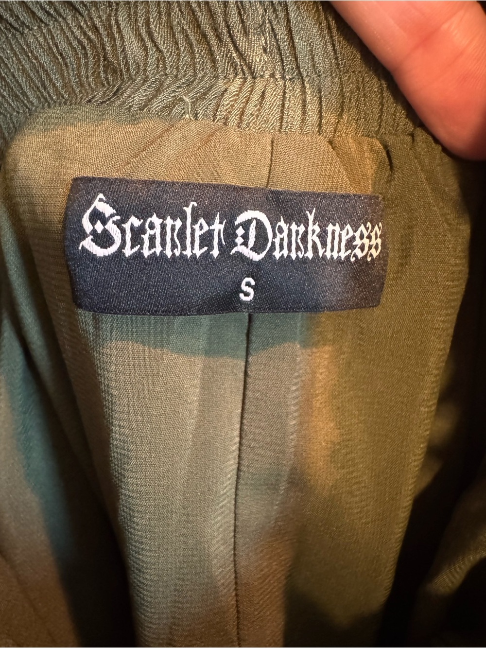 Scarlett Darkness Olive Green Renaissance Maxi Skirt with Drawstring Waist - Picture 11 of 11